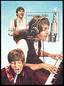 Tanzania 1337, MNH, Paul McCartney souvenir sheet