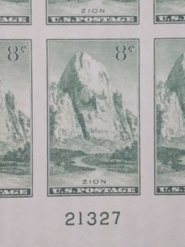 RIV: US NGAI 763 Plate Block 8 cent Zion National Park Farley Special MNH 2S