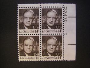 Scott 1397, 14c LaGuardia, PB4 #33470 UR, MNH Prominent Beauty