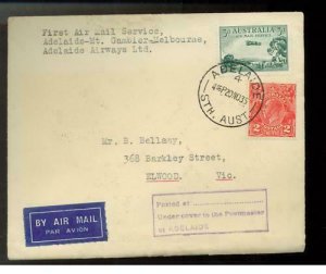 1935 Adelaide Australia Melbourne First Flight Cover