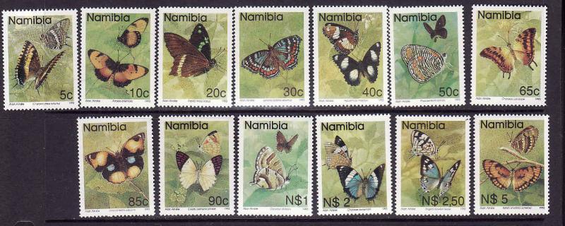 D2-Namibia-Sc#742-54,ex745A-unusedNH set-Insects-Butterflies