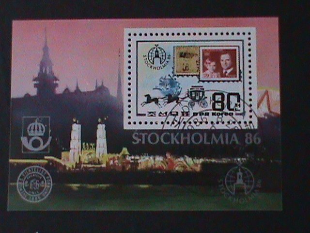 ​KOREA-1986 SC#32592 WORLD STAMP SHOW--STOCKHOLMIA'86 S/S-VF-FANCY CANCEL