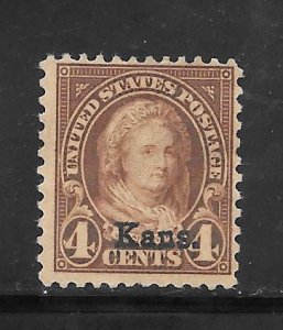 #662 MH Single Kansas Overprint