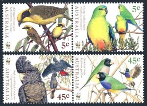 Australia 1575a-1678a pairs,MNH. WWF,1998.Endangered Birds:Helmeted honey eater,