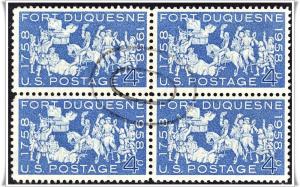 ♦SC#1123 4¢ Fort Duquesne Block of Four (Used)