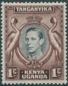 Kenya Uganda Tanganyika 1938 SG131a 1c black and brown KGVI cranes #4 MLH (amd)