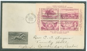 US 778 Tipex souvenir sheet on a FDC with a Linquist Magazine cachet and an address to England.