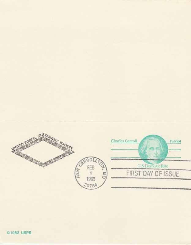 Scott# UY35, Unfolded US Postal Reply Card First Day Cover, UPSS.
