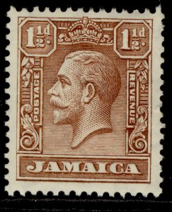 JAMAICA GV SG109, 1½d chocolate, LH MINT.