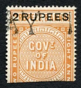 India Telegraph SGT52 2r on 2r8a orange Cat 10 pounds Bombay Cancel