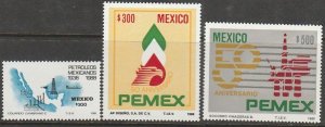 MEXICO 1535-1537, PEMEX, 50th ANNIVERSARY. MINT, NEVER HINGED. VF.