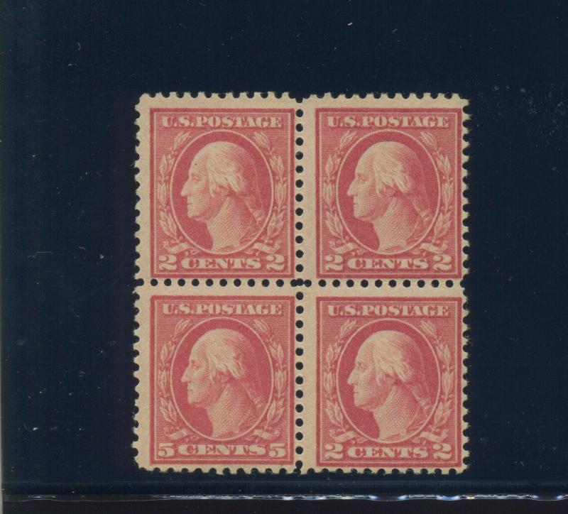 Scott #505 Washington Mint Single Error in Block of 4 Stamps (Stock 505-1)