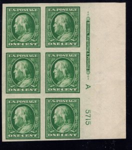 U.S. - 383- Plate Block (a 5715) - EXTRA FINE -  Hinged