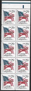 US 2593a MNH - Flag (Pledge of Allegiance) - Never Folded Booklet Pane - Plate 1