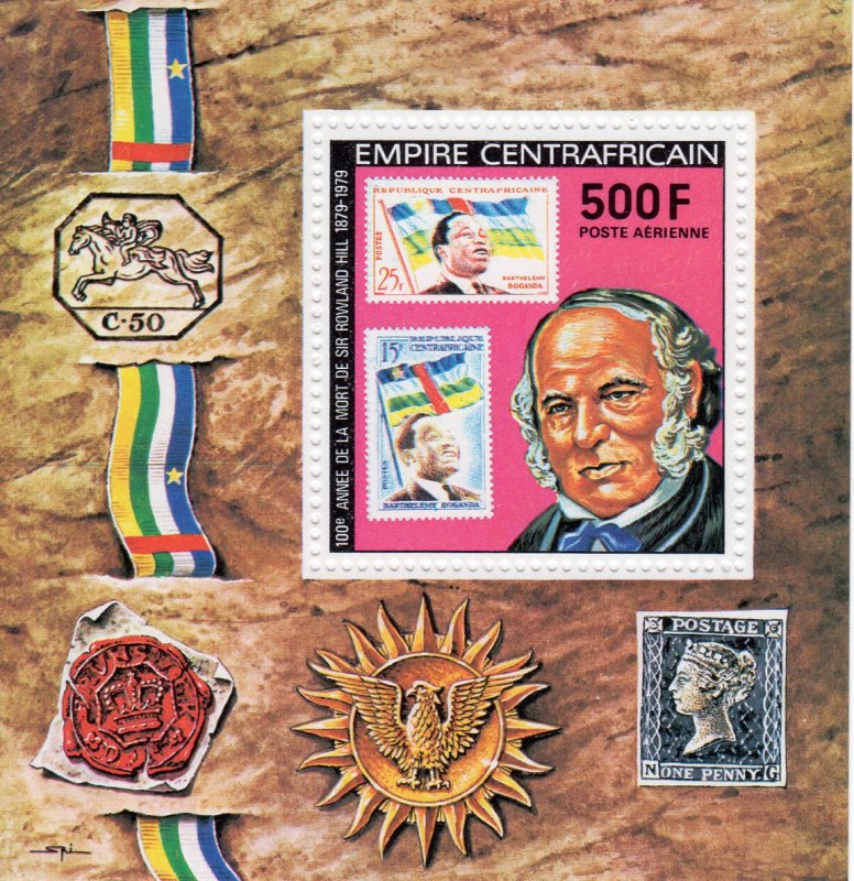 Central African 1978  Sc#C205 Sir Rowland Hill/Stamps on Stamps S/S Perf.MNH