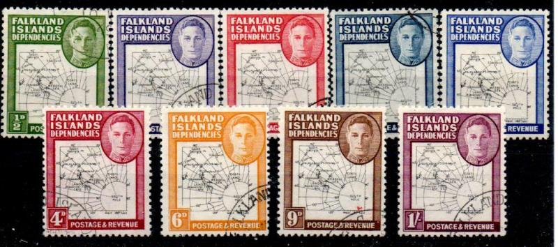 FALKLAND IS.DEP. SGG9/16 1948-9 THIN MAPS SET USED