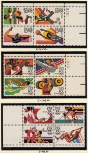 1983 Summer Olympics MNH Sc C104a C108a C112a plate blocks set of 3 - Typical