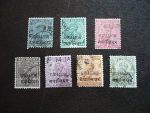 Stamps - India Gwalior - Scott# 51-57 - Used Part Set of 7 Stamps