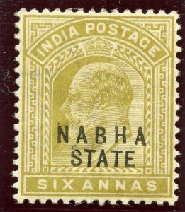 India - Nabha 1903 KEVII 6a olive-bistre MLH. SG 43. Sc 33.