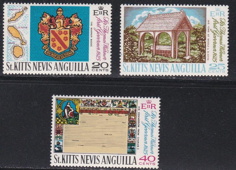 St. Kitts & Nevis # 199-201, Arms of Sir thomas Warner, NH, 1/2 Cat.
