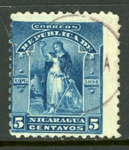 Nicaragua 1894 Seebeck 5¢ Victory Postally Used B931 ⭐⭐⭐⭐⭐⭐