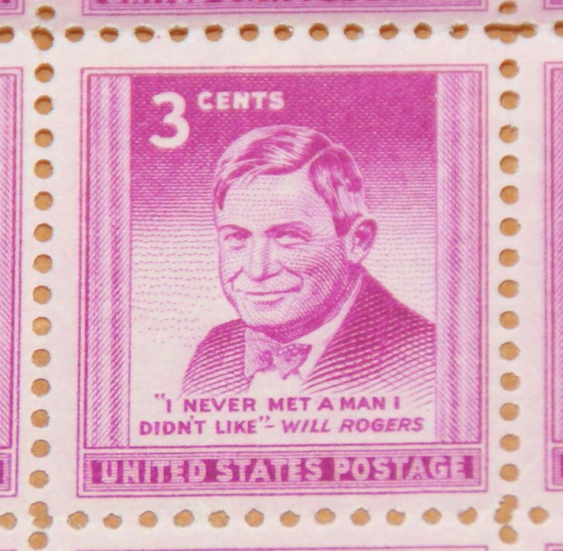 1948 sheet, Will Rogers Sc# 975