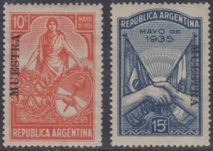 ARGENTINA 1935 Sc 416-417 FULL SET OVPT MUESTRA (SPECIMEN) HINGED MINT