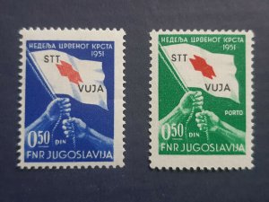 STT Vuja 1951. - Yugoslavia Trieste Zone B - Red Cross + Porto Due * MH Signed