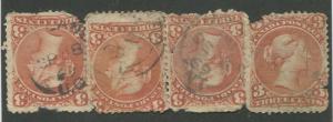 CANADA #25 USED LARGE QUEEN LOT 4 COPIES DATED