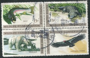 1427-30   8c Wildlife Conservation, Block of 4, Used  VF