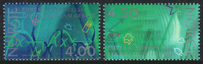 Norway 1065-1066, MNH. Research in norway. Formulas,Microchips,Glass flasks,1994