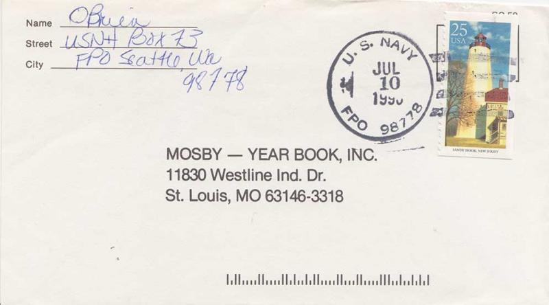 United States Fleet Post Office 25c Sandy Hook, NJ Lighthouse 1990 U.S. Navy,...