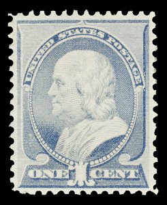 Scott 212 1c Ultramarine Franklin Issue Mint F-VF LH Cat $90