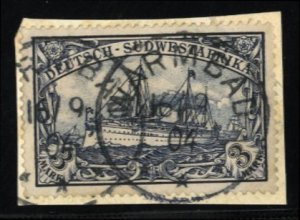 German Colonies, German South West Africa #24 Cat$45, 1901 3m black violet, u...