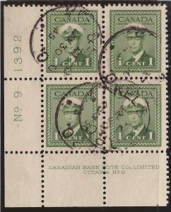 CANADA #249 USED PLATE BLOCK