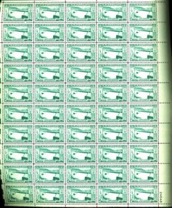 U.S. #1009 MINT PL# BLOCK SHEET OF 50 OG NH