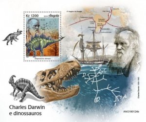 Angola - 2019 Charles Darwin and Dinosaurs - Stamp Souvenir Sheet - ANG190124b