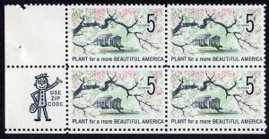 Scott #1318 Beautification of America 5¢ Zip Block of 4 Stamps - MNH