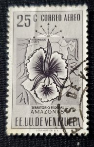 Venezuela C503, 1953 airmail, Map and Orchids