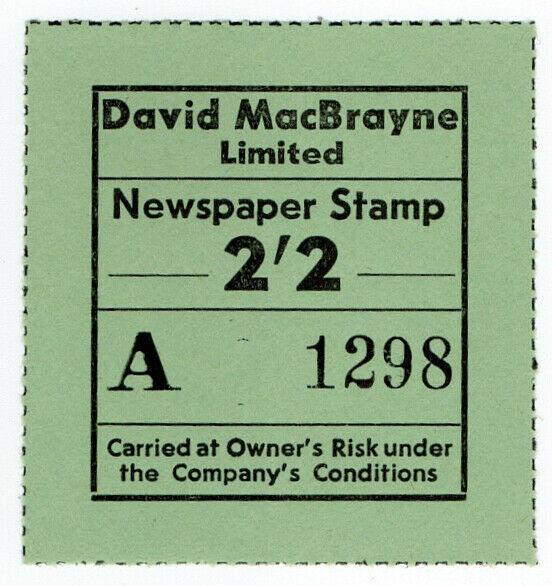 (I.B) Cinderella Collection : David MacBrayne Motor Services - Newspapers 2/2d