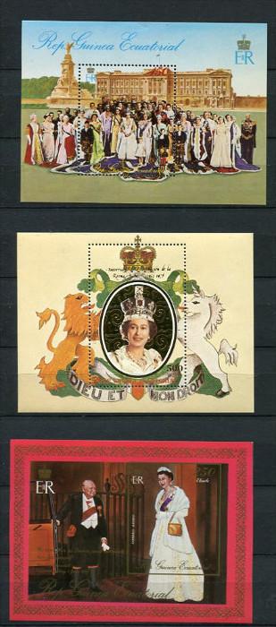 Ecuatorial Guinea 1978 (3)Souvenir Sheet Gold Foil  MNH Queen Elizabeth II Si...