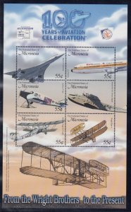 MICRONESIA Sc 551-2 NH MINISHEET+S/S OF 2003 - AVIATION - (JO23)