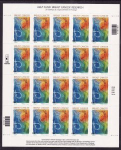 USA-Sc#B1- id12-unused NH semi-postal sheet-Breast Cancer-1998-