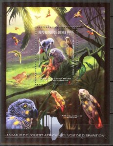 Guinea 2012 Disappearance Animals Birds Parrots S/S MNH