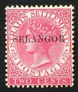 MALAYA 1890 SELANGOR opt STRAITS SETTLEMENTS QV MNG T.33 SG#42 M4308