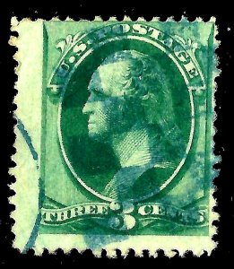 US 1800s Chicago PO's Fancy Cancel = Blue CHECKERBOARD Design ~ Cole #GE-21