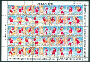 Denmark. 2004 Christmas Sheet. MNH. Gladsaxe Girls Music Band. Santas Play Music