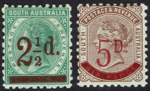 SOUTH AUSTRALIA 1891 QV SURCHARGE SET PERF 10