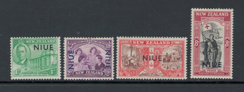 Niue 1946 Peace Overprint Scott # 90 - 93 MH