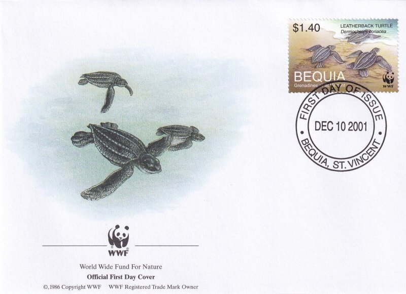 SA13 Bequia 2001 World Wide Fund - Turtles FDC